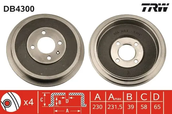 TRW Brzdový buben DB4300