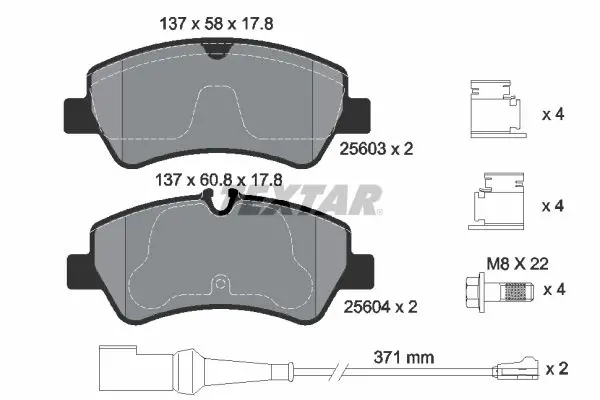 TEXTAR Sada brzdových destiček, kotoučová brzda 2560303