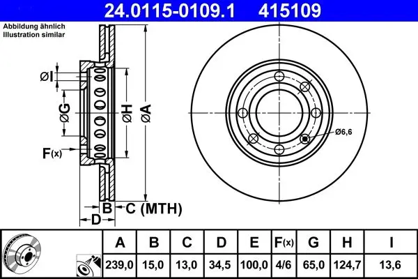 Brzdový kotouč ATE 24.0115-0109.1
