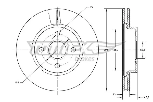 Brzdový kotouč TOMEX Brakes TX 73-92