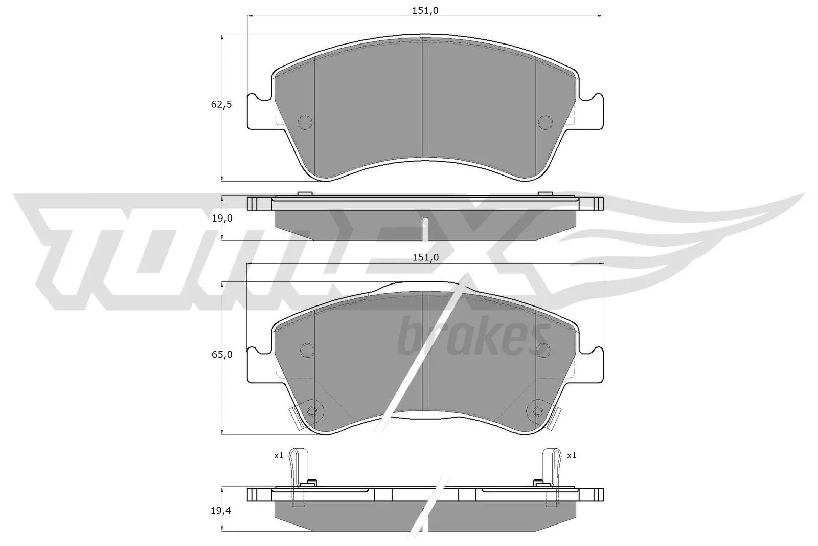 Sada brzdových destiček, kotoučová brzda TOMEX Brakes 16-30