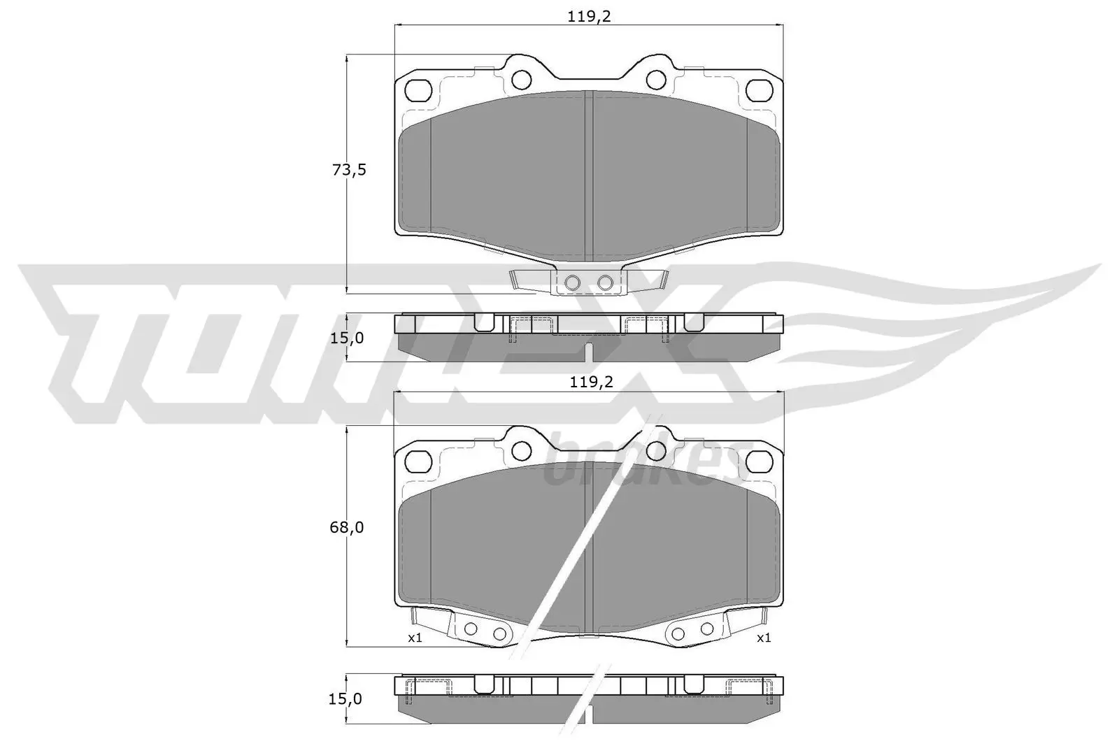 Sada brzdových destiček, kotoučová brzda TOMEX Brakes 13-81