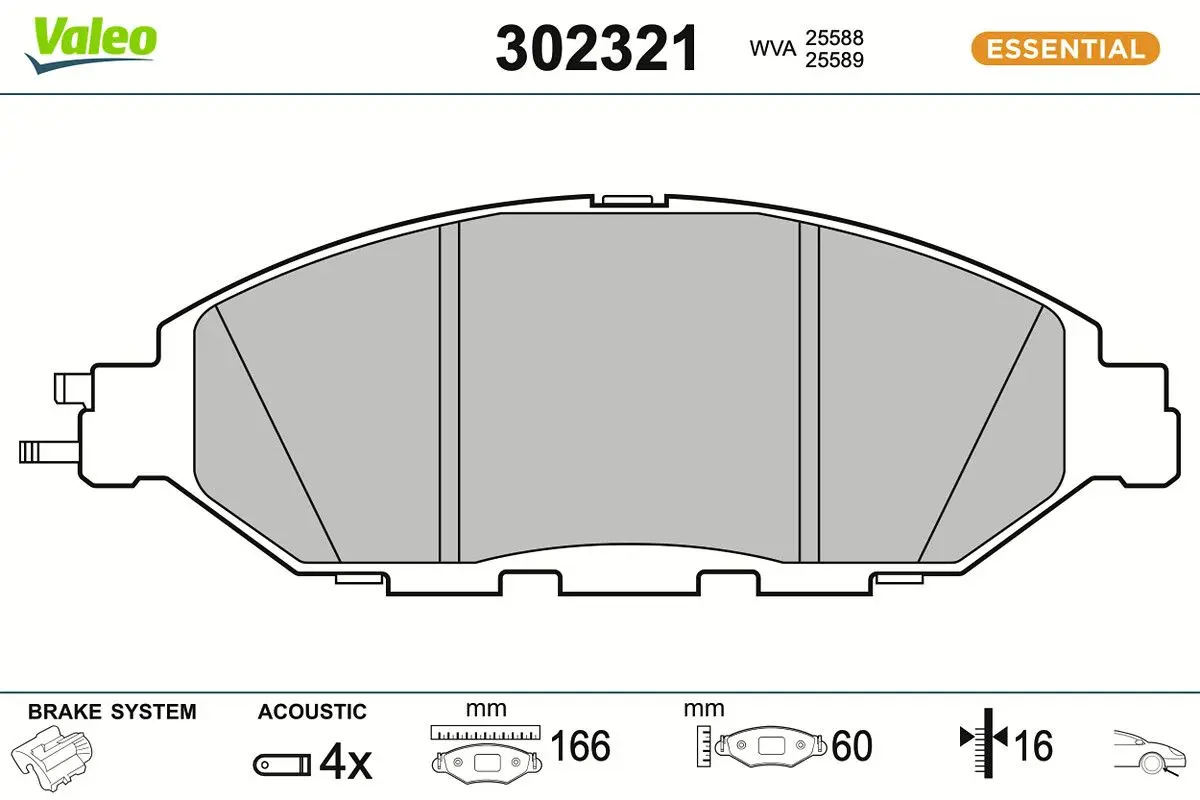 Sada brzdových destiček, kotoučová brzda VALEO 302321
