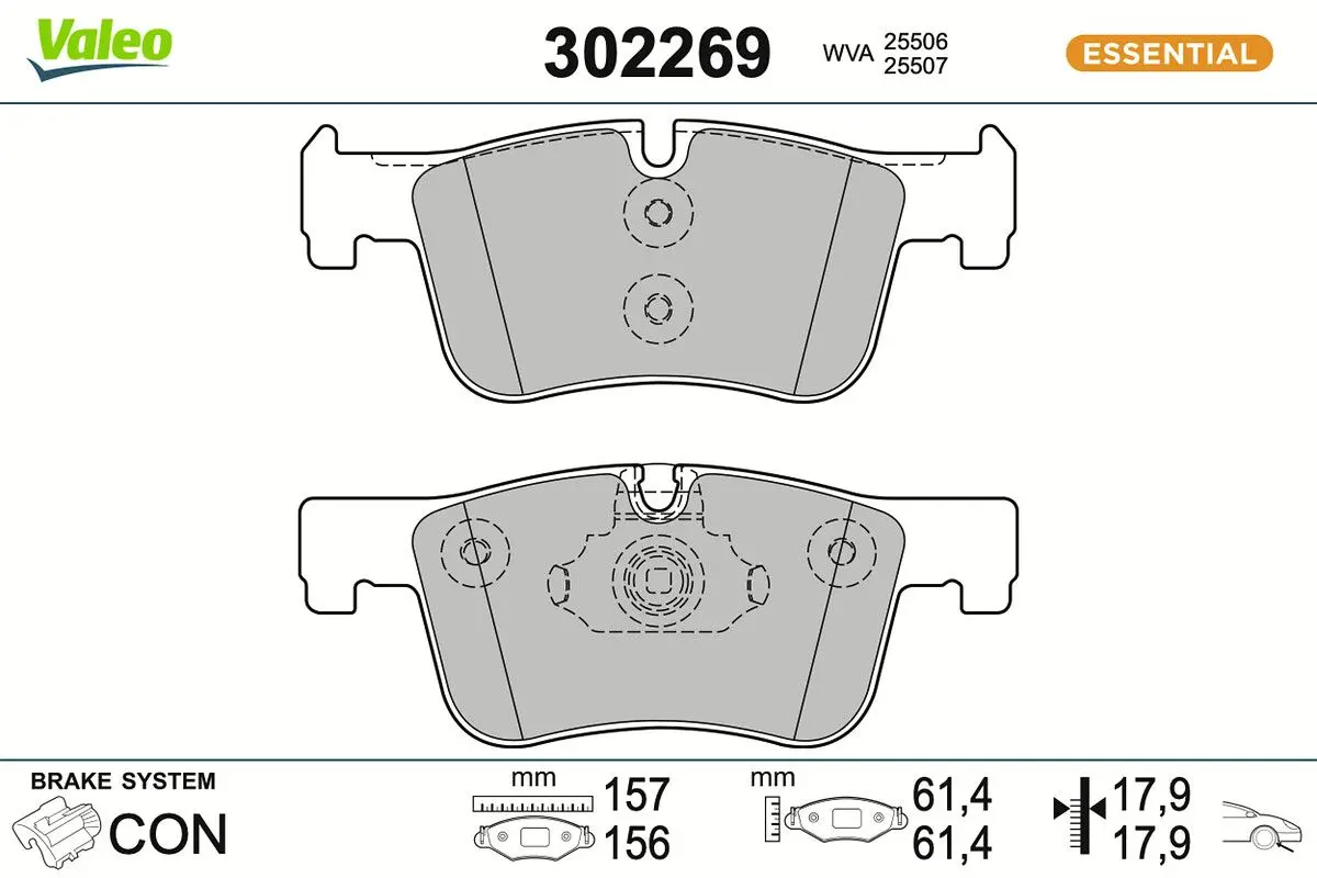 Sada brzdových destiček, kotoučová brzda VALEO 302269