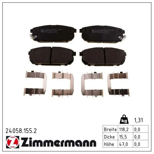 Sada brzdových destiček, kotoučová brzda ZIMMERMANN 24058.155.2