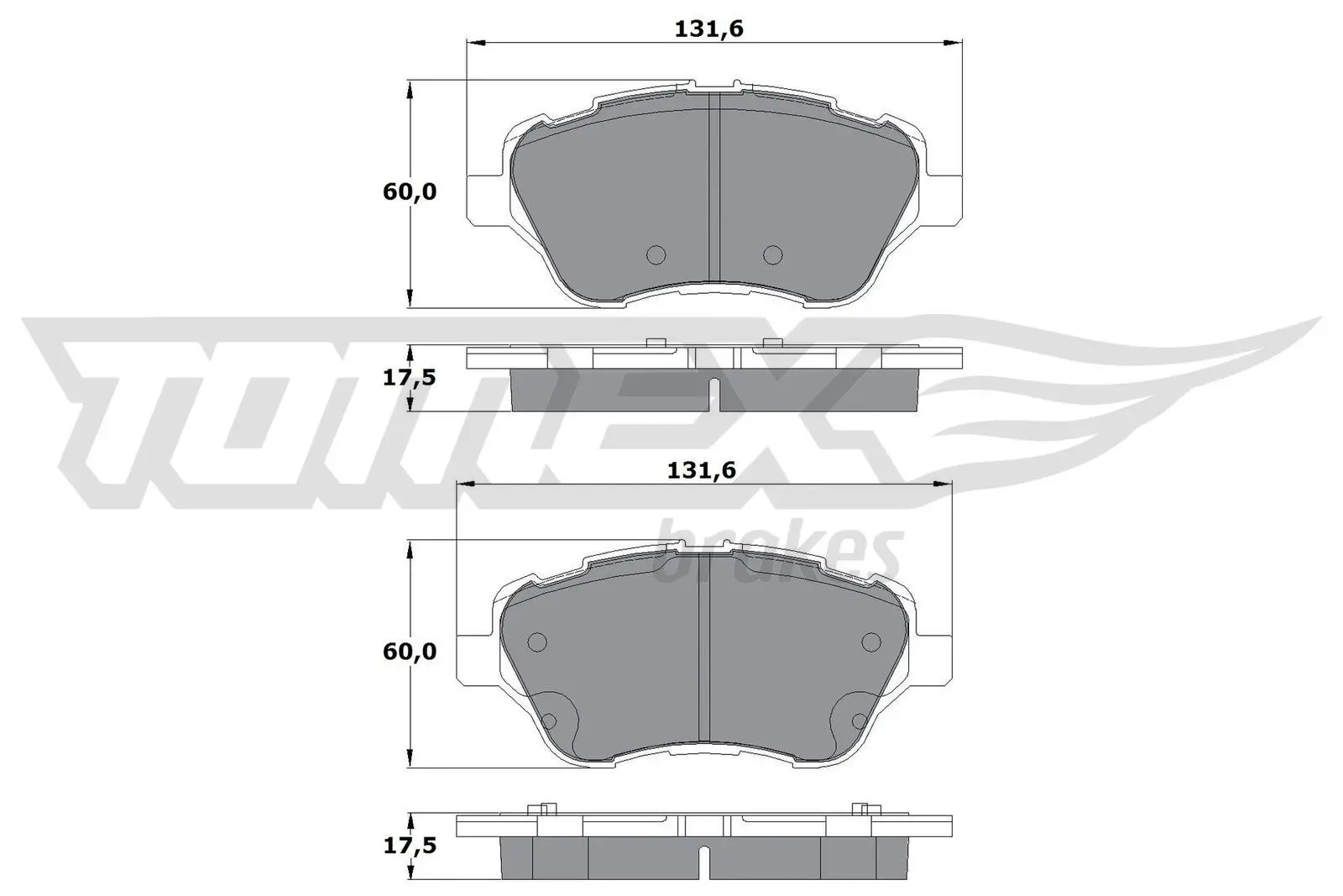 Sada brzdových destiček, kotoučová brzda TOMEX Brakes 17-16