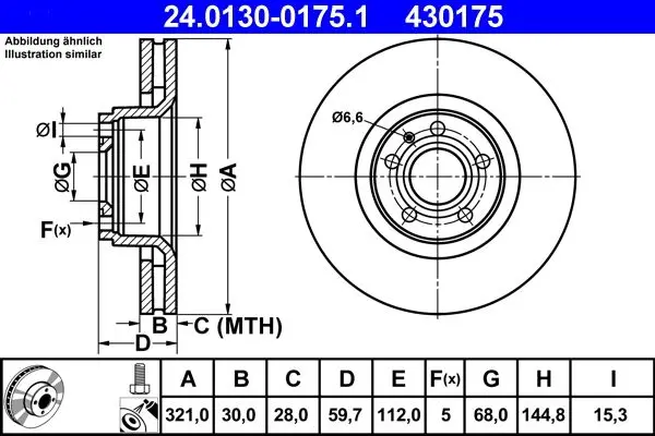 Brzdový kotouč ATE 24.0130-0175.1
