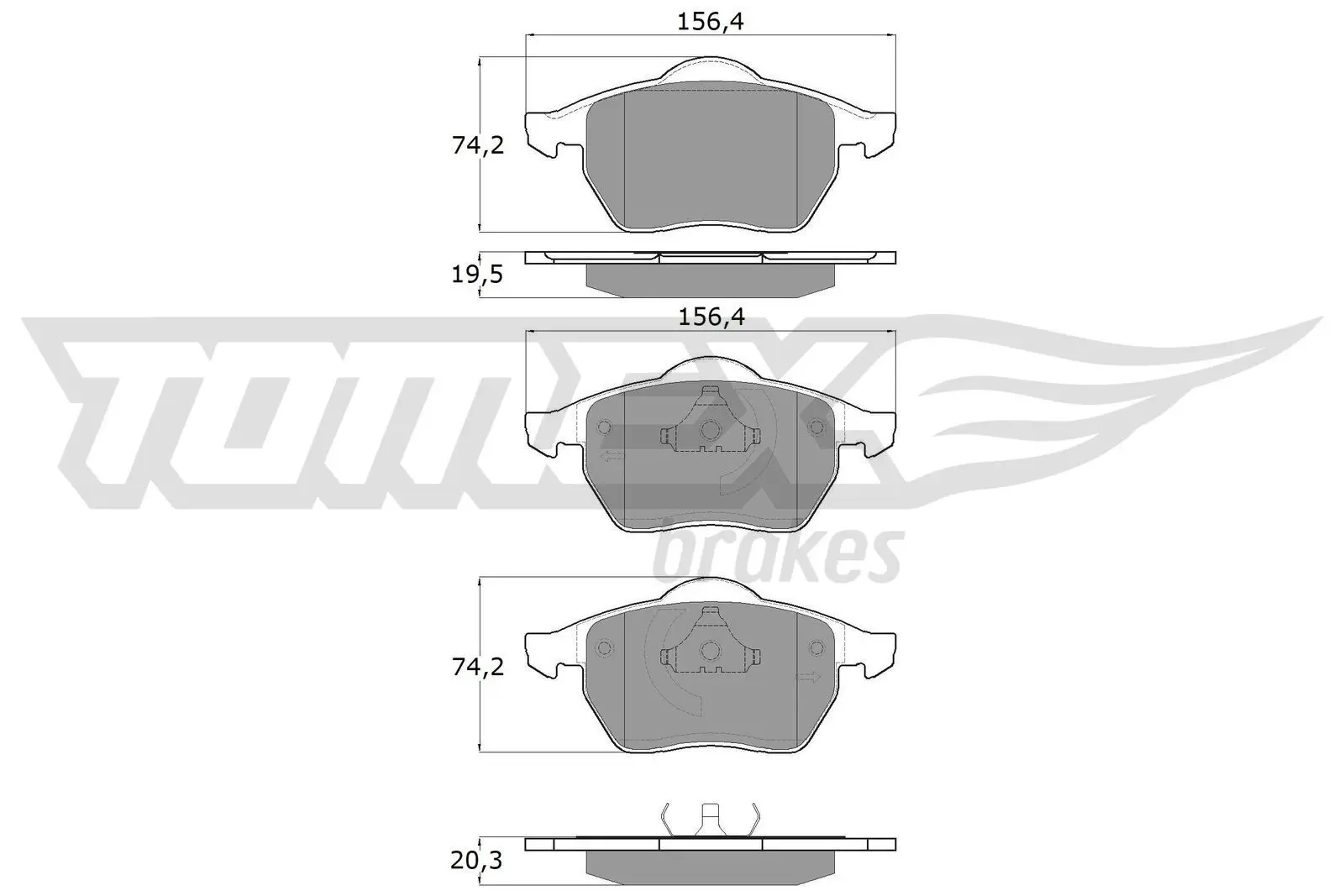 Sada brzdových destiček, kotoučová brzda TOMEX Brakes 12-12