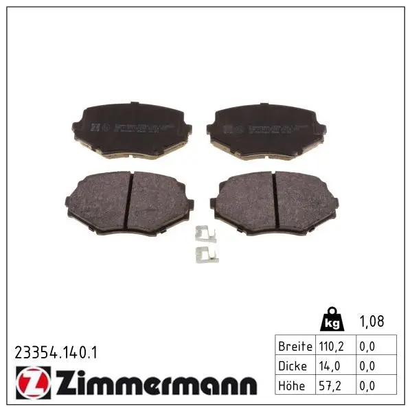 Sada brzdových destiček, kotoučová brzda ZIMMERMANN 23354.140.1