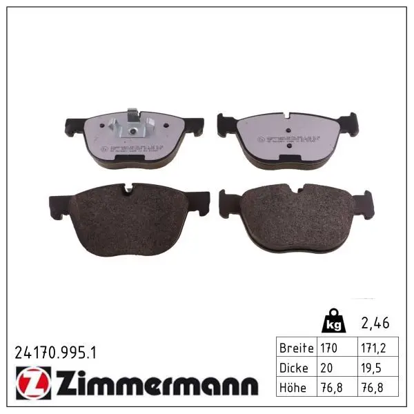 Sada brzdových destiček, kotoučová brzda ZIMMERMANN 24170.995.1
