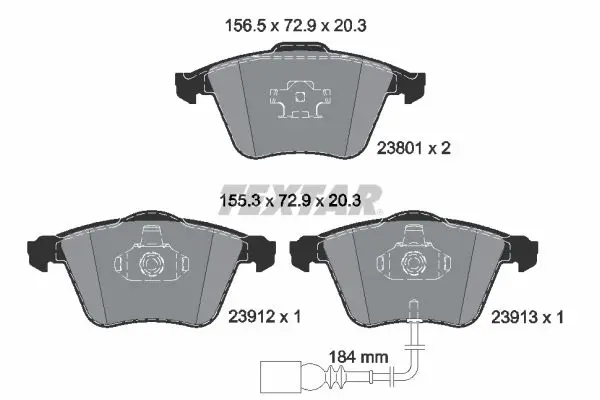 Sada brzdových destiček, kotoučová brzda TEXTAR 2380101