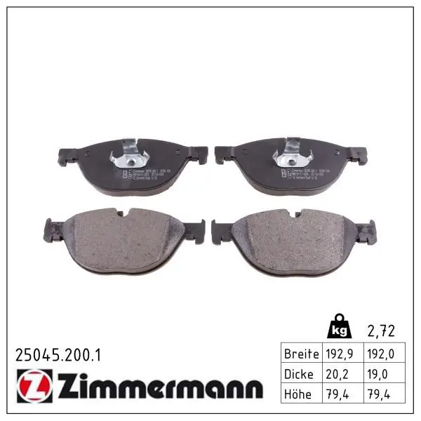 Sada brzdových destiček, kotoučová brzda ZIMMERMANN 25045.200.1