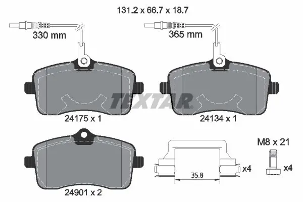 Sada brzdových destiček, kotoučová brzda TEXTAR 2417501