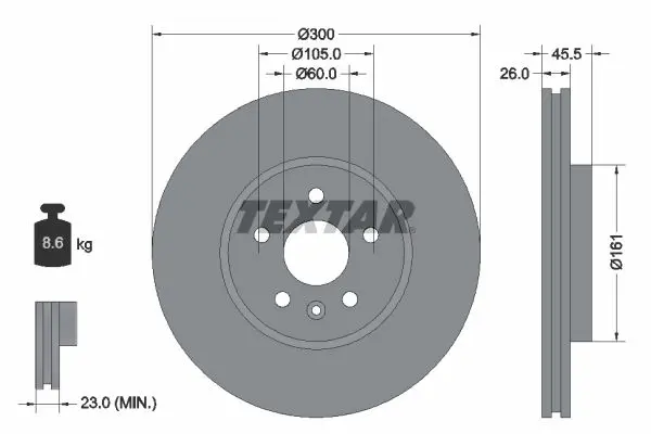 TEXTAR Brzdový kotouč 92243303