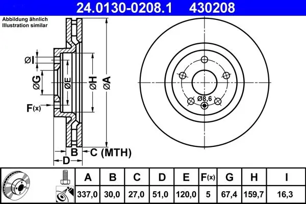 Brzdový kotouč ATE 24.0130-0208.1