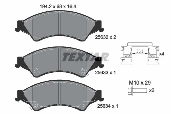 Sada brzdových destiček, kotoučová brzda TEXTAR 2563201