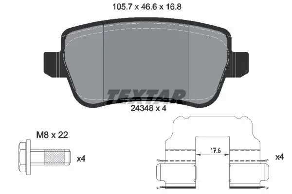 Sada brzdových destiček, kotoučová brzda TEXTAR 2434801