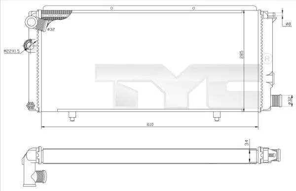 Chladič, chlazení motoru TYC 726-0014-R
