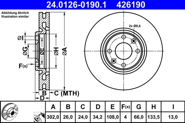 Brzdový kotouč ATE 24.0126-0190.1