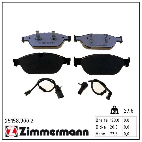 Sada brzdových destiček, kotoučová brzda ZIMMERMANN 25158.900.2