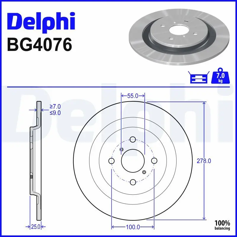 DELPHI Brzdový kotouč BG4076
