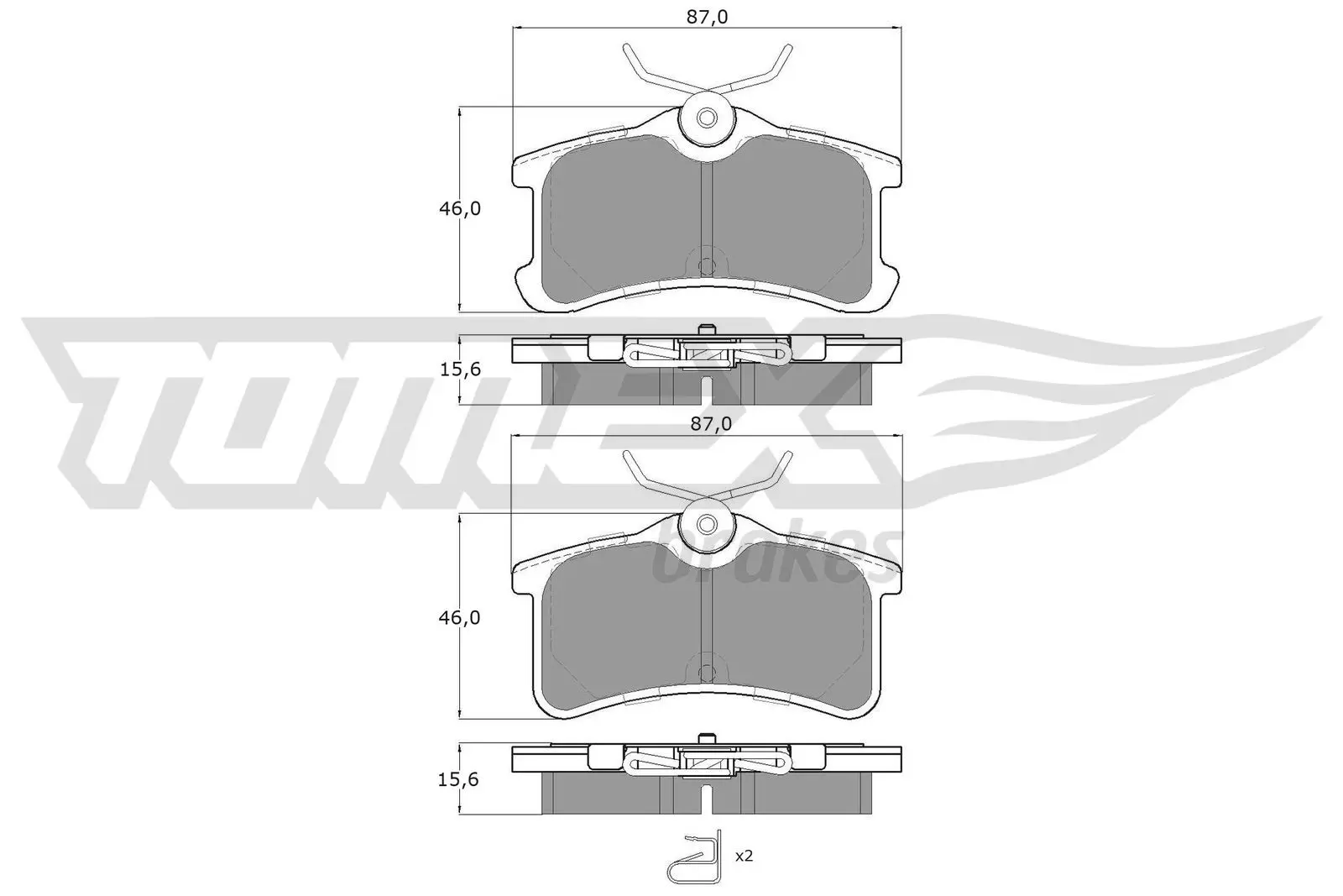 Sada brzdových destiček, kotoučová brzda TOMEX Brakes 13-65