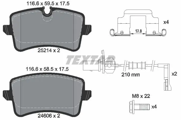 Sada brzdových destiček, kotoučová brzda TEXTAR 2521402