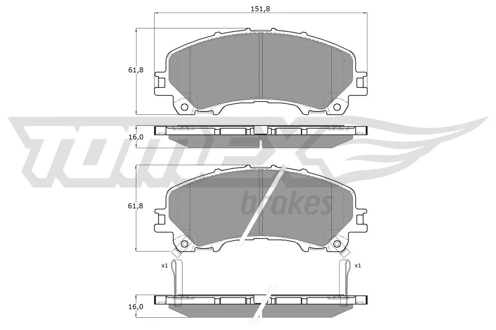 Sada brzdových destiček, kotoučová brzda TOMEX Brakes 18-99