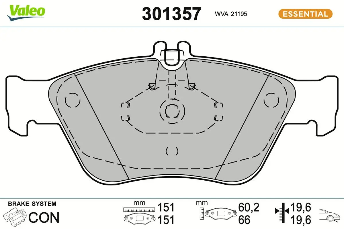 Sada brzdových destiček, kotoučová brzda VALEO 301357