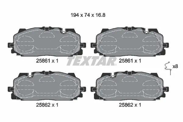 Sada brzdových destiček, kotoučová brzda TEXTAR 2586101
