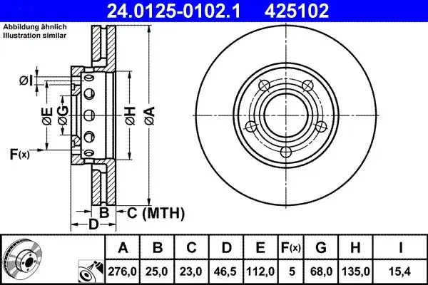 Brzdový kotouč ATE 24.0125-0102.1