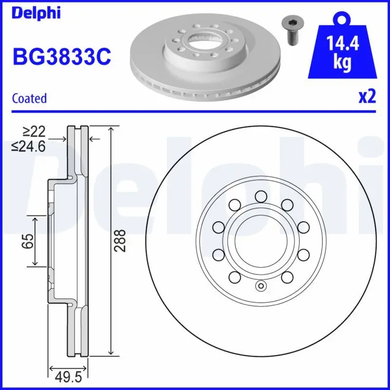 Brzdový kotouč DELPHI BG3833C