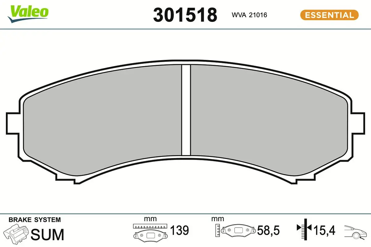 Sada brzdových destiček, kotoučová brzda VALEO 301518