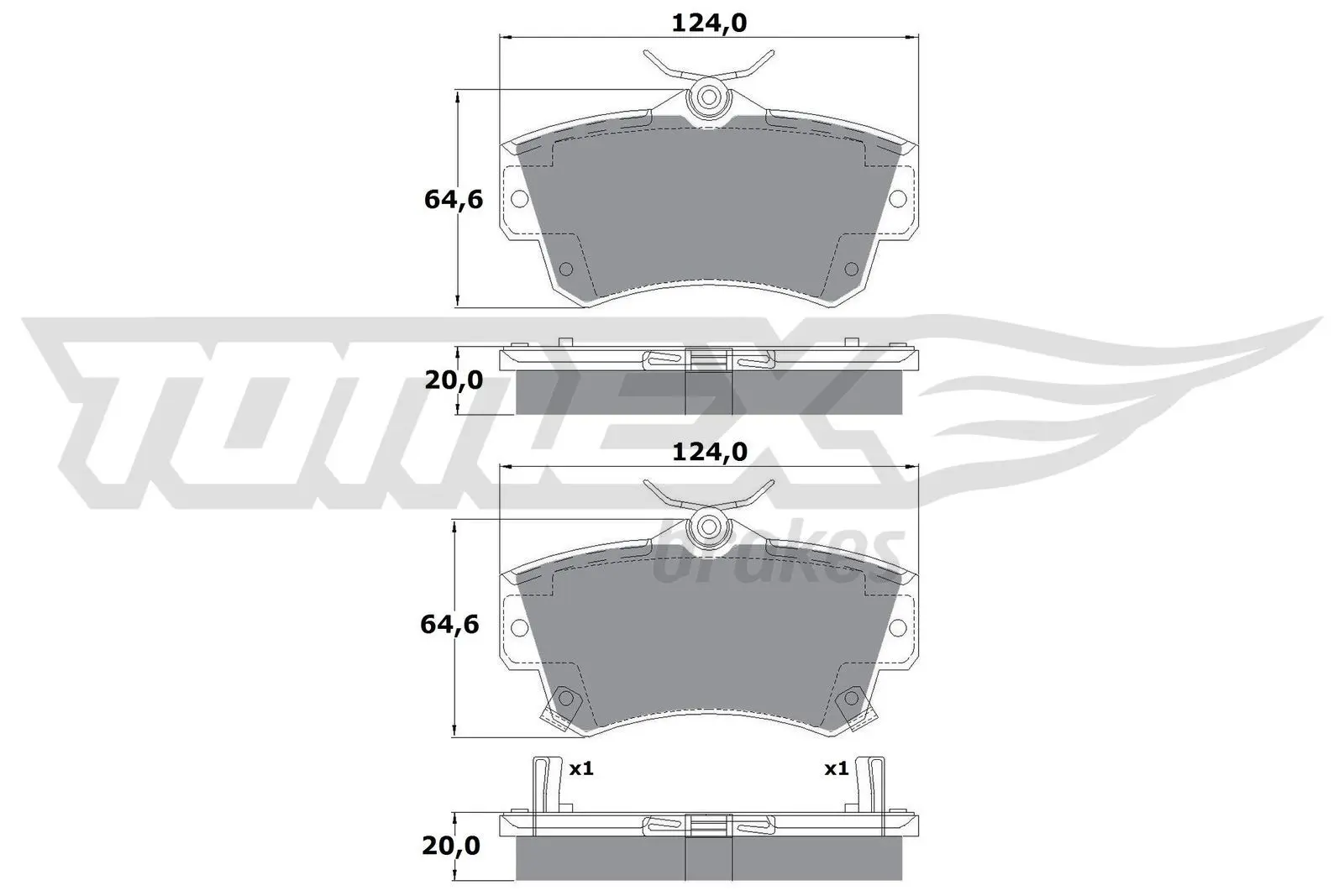 Sada brzdových destiček, kotoučová brzda TOMEX Brakes 14-97
