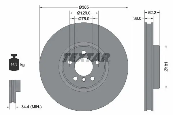 Brzdový kotouč TEXTAR 92161005