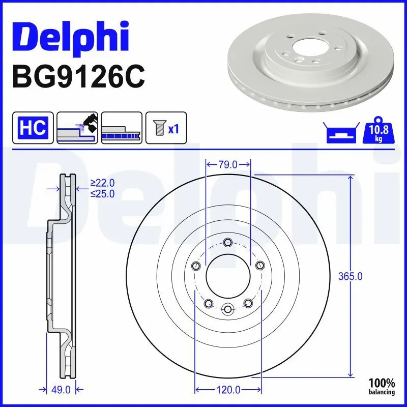 DELPHI Brzdový kotouč BG9126C