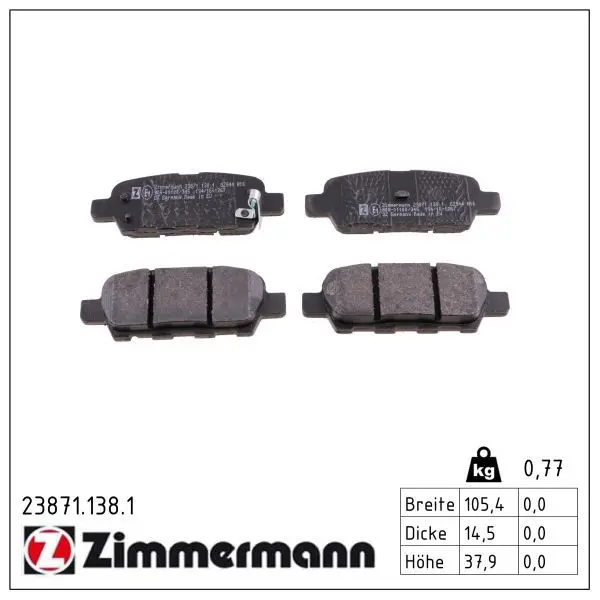 Sada brzdových destiček, kotoučová brzda ZIMMERMANN 23871.138.1