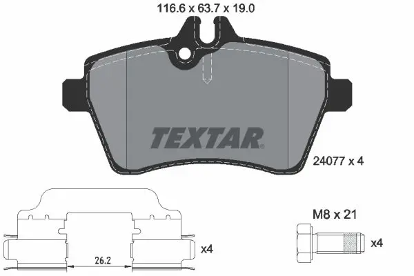 Sada brzdových destiček, kotoučová brzda TEXTAR 2407702