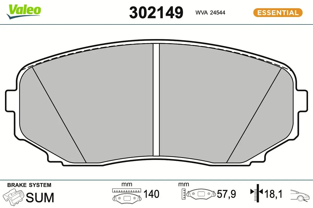 Sada brzdových destiček, kotoučová brzda VALEO 302149