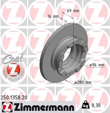 Brzdový kotouč ZIMMERMANN 250.1358.20