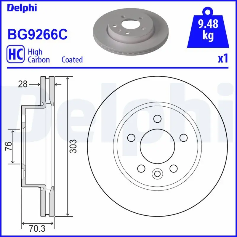 DELPHI Brzdový kotouč BG9266C