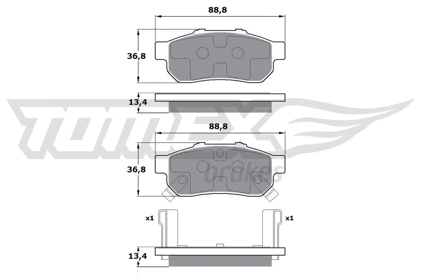 Sada brzdových destiček, kotoučová brzda TOMEX Brakes 17-22