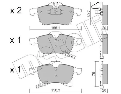 METELLI Sada brzdových destiček, kotoučová brzda 2205390
