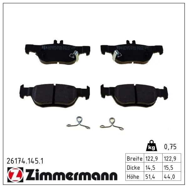 Sada brzdových destiček, kotoučová brzda ZIMMERMANN 26174.145.1
