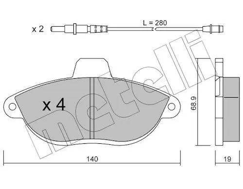 Sada brzdových destiček, kotoučová brzda METELLI 22-0105-0