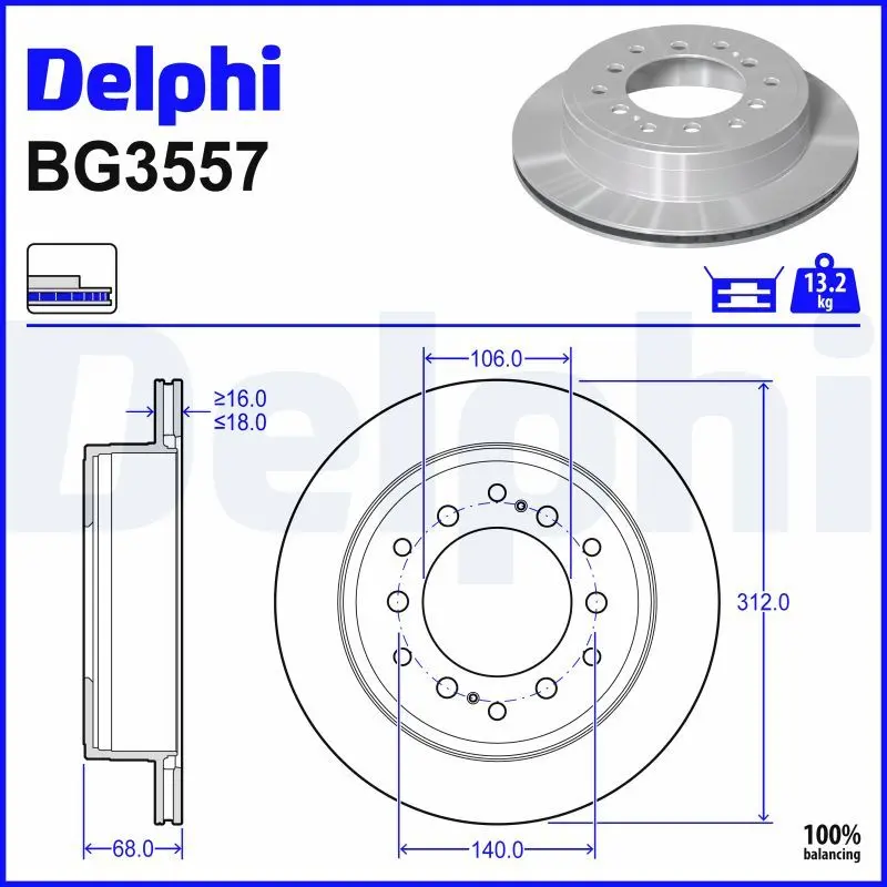Brzdový kotouč DELPHI BG3557