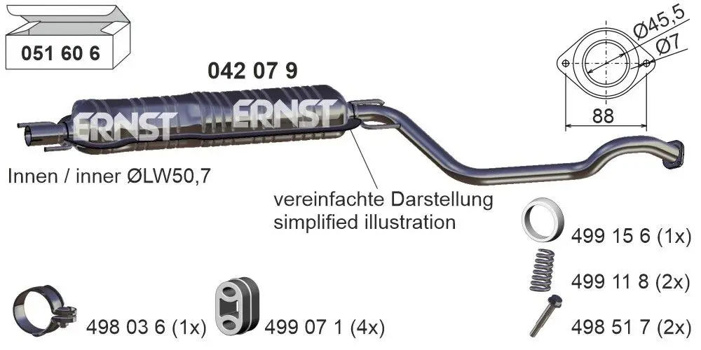 Střední tlumič výfuku ERNST 042079
