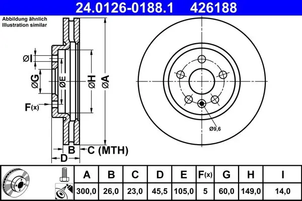 Brzdový kotouč ATE 24.0126-0188.1