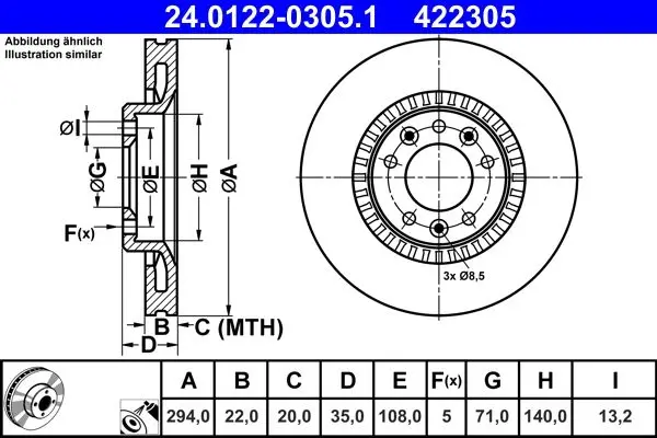 Brzdový kotouč ATE 24.0122-0305.1