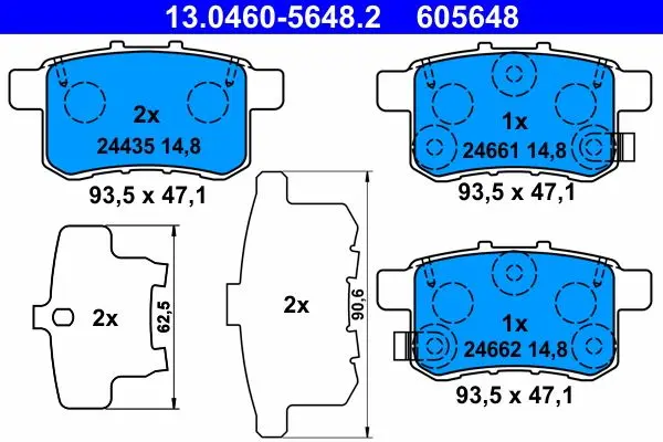 Sada brzdových destiček, kotoučová brzda ATE 13.0460-5648.2